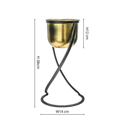 Ivyline Indoor Kensington Brass Metal Round Planter On Stand H42Cm W14Cm from B&Q