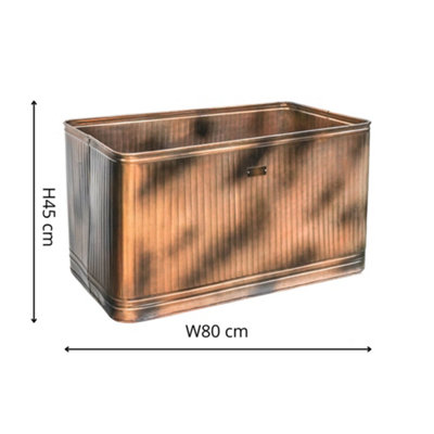 Ivyline Outdoor Hampton Rectangular Copper Metal Planter H45Cm W80Cm from B&Q