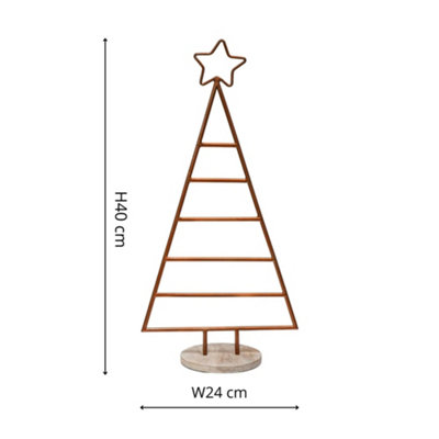 B&Q -  Copper Christmas Tree With Star Iron H71Cm W35Cm D15Cm