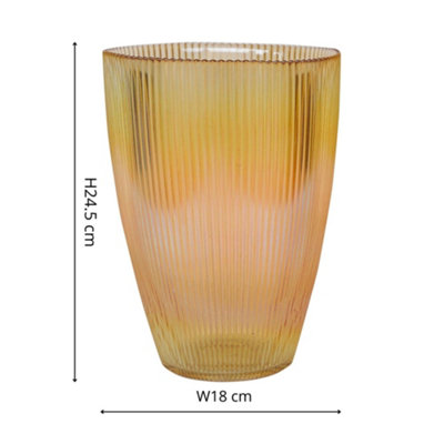 Ivyline Amber Ribbed Tall Vase H24.5Cm W18Cm from B&Q