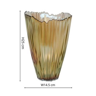 Ivyline Mocha Rippled Glass Vase H25Cm W14.5Cm from B&Q