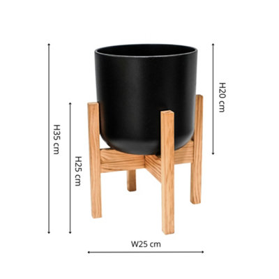 B&Q -  Lisbon Pot And Stand Anthracite D20.5Cm
