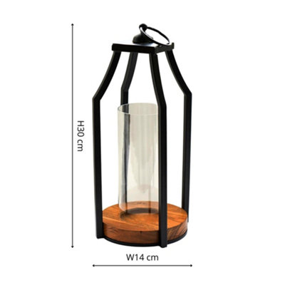 Ivyline Felicity Circular Base Lantern In Acacia Wood/black H30Cm W14Cm from B&Q