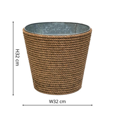 Ivyline Jute/galvanized Steel Planter H32Cm W32Cm