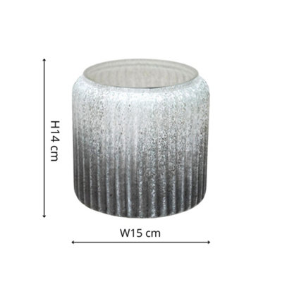 Ivyline Verre Frosted Ribbed Glass Atlantic Blue Planter H14Cm W15Cm from B&Q