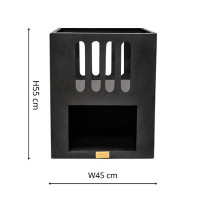 Ivyline Black Outdoor Libra Contemporary Fire Pit In Matt H55cm W45cm