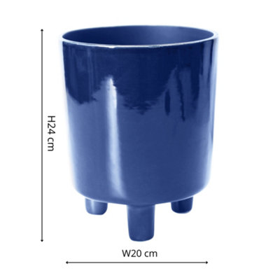 Ivyline Pisa Navy Planter H24cm D20cm Blue