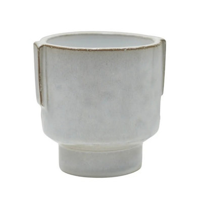 Ivyline Aries Glazed Handles Planter - Stoneware - L19 X W19 X H15 Cm - White