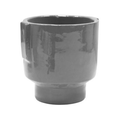 Ivyline Aries Glazed Handles Planter - Stoneware - L19 X W19 X H15 Cm - Charcoal Dark/Grey
