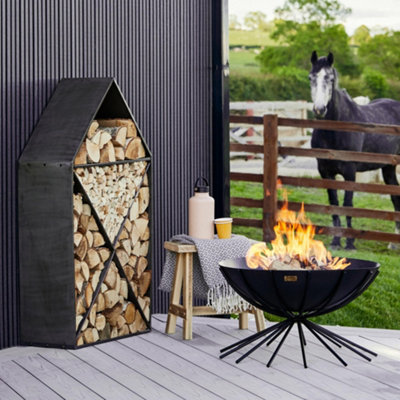 Ivyline Outdoor Metal Dakota Fire Pit In Black H37Cm W71Cm