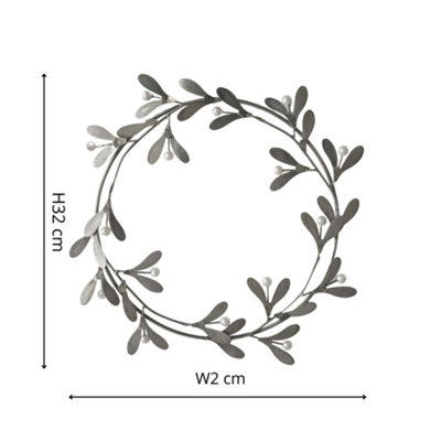 Ivyline Mistletoe Wreath - Glass/Metal - L32 X W2 X H32 Cm - Galvanised