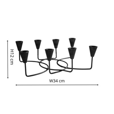 Ivyline Black Circular 8 Pc Candle Holder H12Cm W34Cm from B&Q