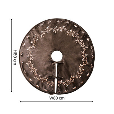 Ivyline Red Mocha Velvet Mistletoe Tree Skirt D80cm