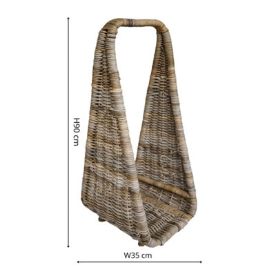 B&Q -  Natural Rattan Tall Log Storage H90Cm W35Cm