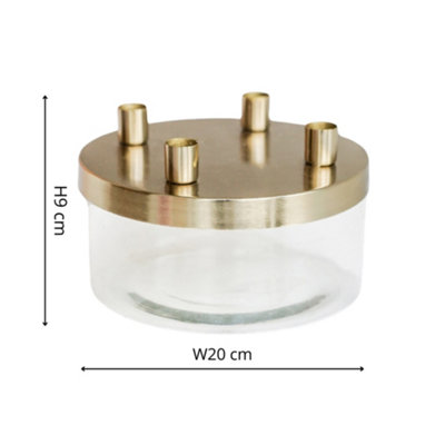 Ivyline Metal Candle Holder With Glass Bowl Gold H9Cm D20Cm from B&Q