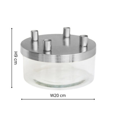 Ivyline Metal Candle Holder With Glass Bowl Silver H9Cm D20Cm from B&Q