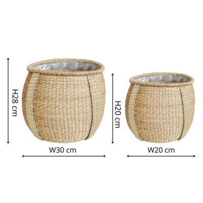 Ivyline Pando Seagrass Basket Natural Set Of 2 from B&Q