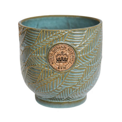 Ivyline Ivory Kew Leaf Embossed Cork Planter - Ceramic - L18 X W18 X H18 Cm - Moss 1.5Kg