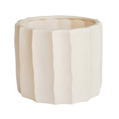 Ivyline Kew Organic Ripple Bone Planter - Earthenware - L20 X W20 X H17 Cm - Ivory