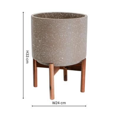 Ivyline Valetta Caramel Speckled Planter With Stand H33Cm D24Cm from B&Q