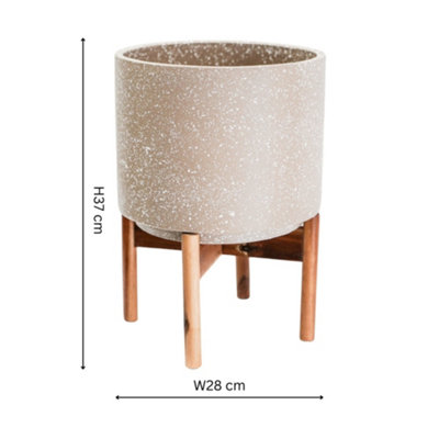 Ivyline Valetta Ivory Speckled Planter With Stand H37Cm D28Cm from B&Q
