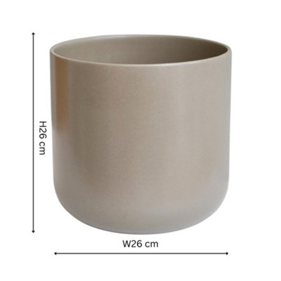 Ivyline Lisbon Planter Greige H26Cm D26Cm from B&Q