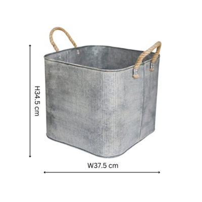 Ivyline Outdoor Galvanised Rope Handle Square Planter Set Of Two from B&Q