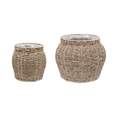 B&Q -  Tula Tapered Seagrass Planter (Set Of 2)L30 X W30 X H24 Cm