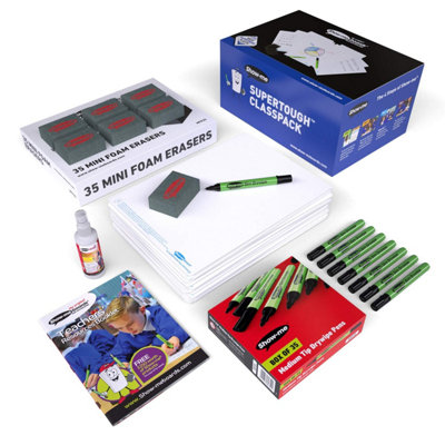 Showroom Mode Show-Me A4 Supertough Whiteboard Class Pack 35 Student Lapboards With Dry-Erase Pens & Mini ErasersDurable Reusable Classroom from B&Q