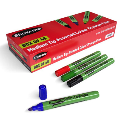 Showroom Mode Show-Me Medium-Tip Drywipe Whiteboard Pens For SchoolsClassroom Whiteboard And Writing Boards (Bulk Multi-Pack Of Assorted from B&Q