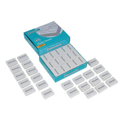 Showroom Mode Classmaster Pes45 Pencil Erasers SmallPvc-FreePhthalates-Free White(Pack Of 45) from B&Q