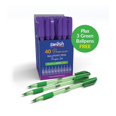 Swash Triangular Ballpoint Pens Rubber-Grip Purple (Pack Of 40) from B&Q