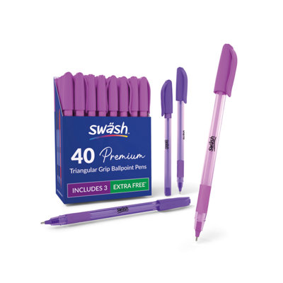 43 X Swash Triangular Ballpoint Pens With Rubber Grip from B&Q