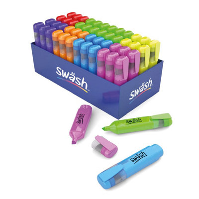 Showroom Mode Swash Chisel Tip Coloured Highlighter Pens Multipack (Pack Of 48) For Pencil Case And Stationary Supplies EssentialsHlp48A from B&Q