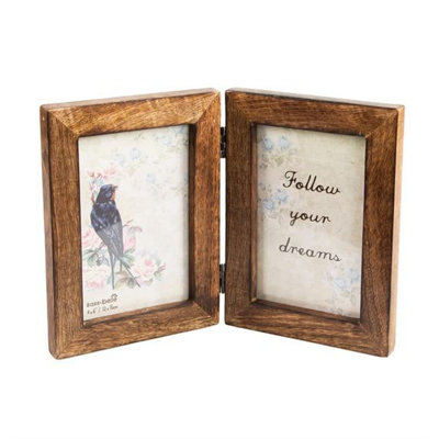 B&Q -  Double Dark Brown Wood Photo Frame