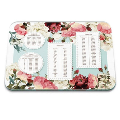 Eddingtons Glass Worktop Saver: 40Cm X 30Cm Floral Weights And Measures from B&Q