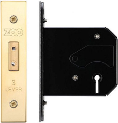 Zoo 3 Lever Mortice Deadlock Brass 76mm from B&Q