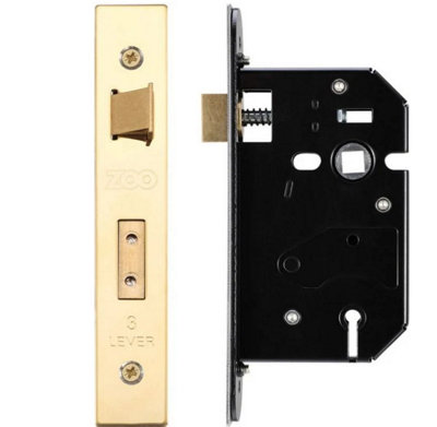 Zoo 3 Lever Mortice Sashlock Brass 64mm from B&Q
