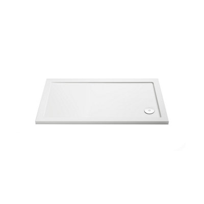 Nes Home Slim 1100 X 760 mm Rectangular Stone Resin Shower Tray For Wetroom Enclosure from B&Q