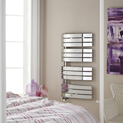 FNX Bathrooms Heated Towel Rail 1080 X 550mm Chrome 1147 Btu 50 Pipe Centres from B&Q
