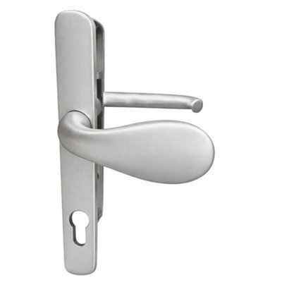 UAP Limited Uap Duo Lever & Pad Door Handles Set 243mm Backplate 92mm Pz Stainless Steel In Satin Silver Finish from B&Q