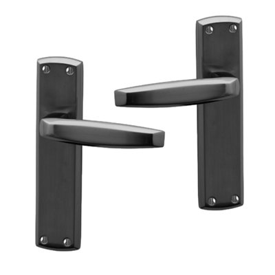 Intelligent Hardware Uap Deco Black Nickel Internal Door Handles Pair- Lever On Backplate Latch Set from B&Q