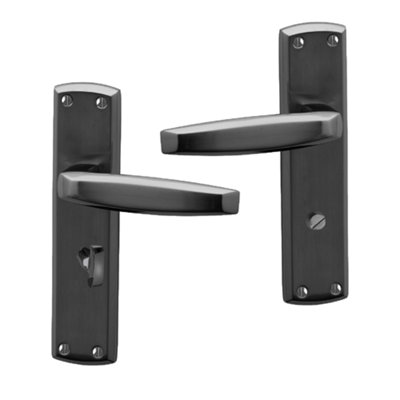 Intelligent Hardware Uap Deco Black Nickel Internal Door Handles Pair- Lever On Backplate Bathroom Set from B&Q