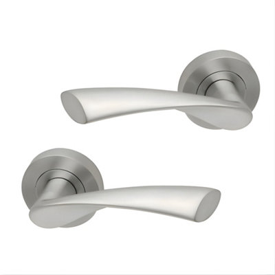 UAP Limited Uap E-Zeta Polished Satin Nickel Aluminium Internal Door Handle Pair- Eco Series Lever On Round Rose from B&Q