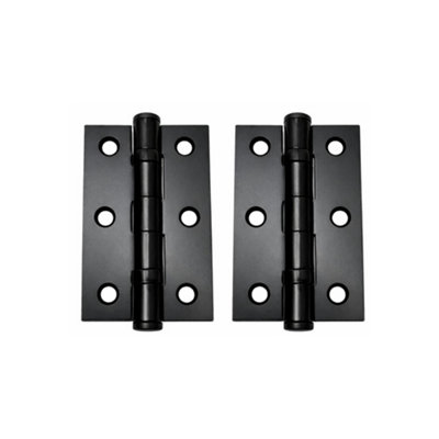 B&Q -  Uap Mild Steel Ball Bearing Butt Hinge 75X50mm Pack Of 2 In Black Finish
