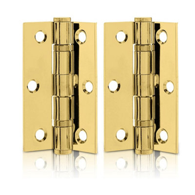 B&Q -  Uap Mild Steel Ball Bearing Butt Hinge 75X50mm Pack Of 2 In Polished Brass