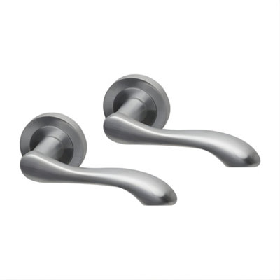 UAP Limited Uap Regent Satin Chrome Internal Door Handles Pair- Premium Range Zinc Lever Design from B&Q