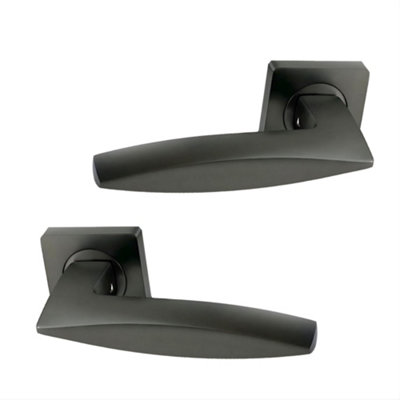 UAP Limited Uap Sable Metal Grey Internal Door Handles Pair- Premium Range Zinc Lever Design from B&Q
