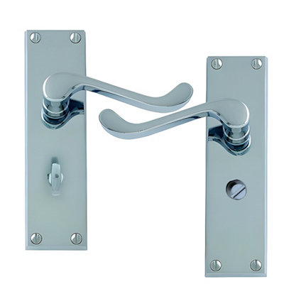 Intelligent Hardware Uap Victorian Heavy Scroll Chrome Internal Door Handles Pair- Lever On Backplate Bathroom Set from B&Q