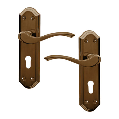 Intelligent Hardware Uap Windsor Bronze Internal Door Handles Pair- Lever On Backplate Euro Lock Set from B&Q